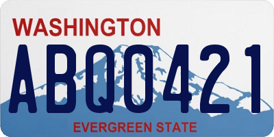 WA license plate ABQ0421