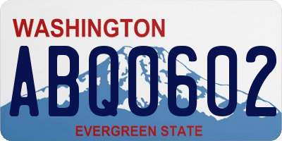 WA license plate ABQ0602