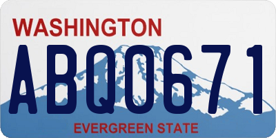 WA license plate ABQ0671