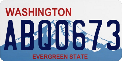 WA license plate ABQ0673