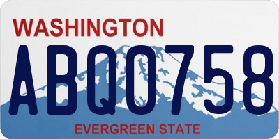 WA license plate ABQ0758