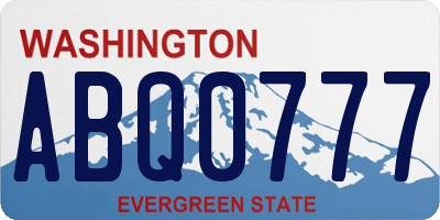 WA license plate ABQ0777