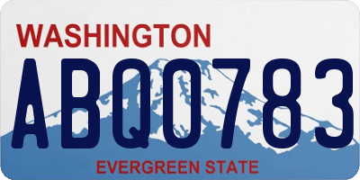 WA license plate ABQ0783