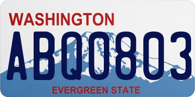 WA license plate ABQ0803