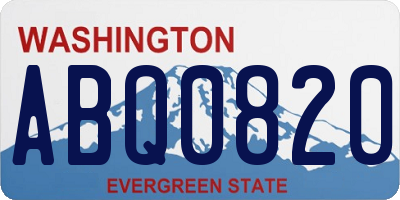 WA license plate ABQ0820
