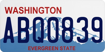 WA license plate ABQ0839