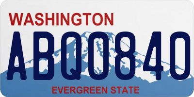 WA license plate ABQ0840