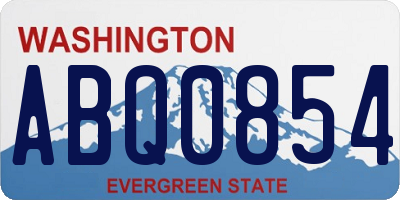 WA license plate ABQ0854