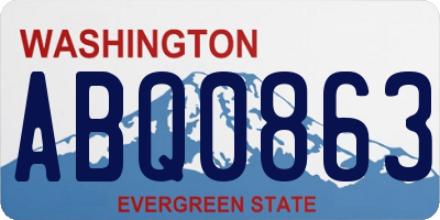 WA license plate ABQ0863