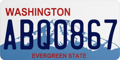 WA license plate ABQ0867