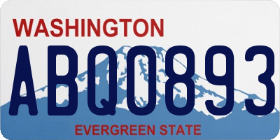 WA license plate ABQ0893