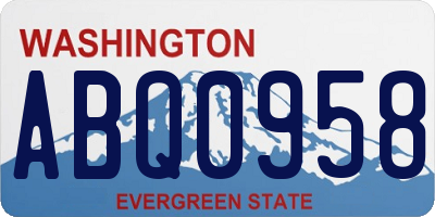 WA license plate ABQ0958