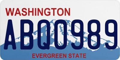 WA license plate ABQ0989