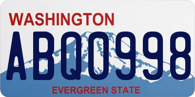 WA license plate ABQ0998
