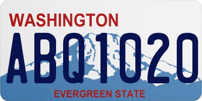 WA license plate ABQ1020
