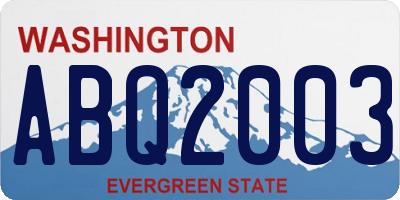 WA license plate ABQ2003