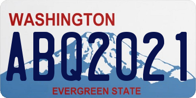 WA license plate ABQ2021