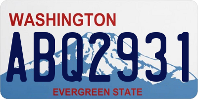 WA license plate ABQ2931