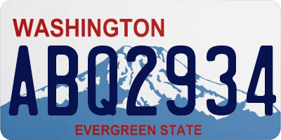 WA license plate ABQ2934