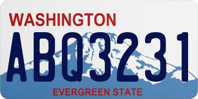 WA license plate ABQ3231