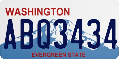 WA license plate ABQ3434