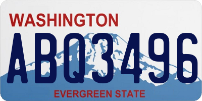 WA license plate ABQ3496