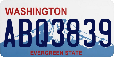 WA license plate ABQ3839
