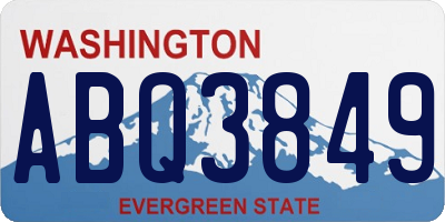 WA license plate ABQ3849