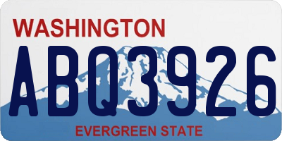 WA license plate ABQ3926