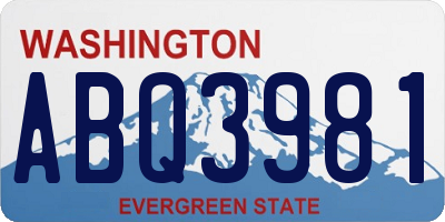 WA license plate ABQ3981