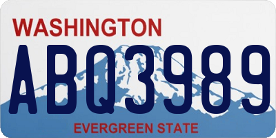 WA license plate ABQ3989