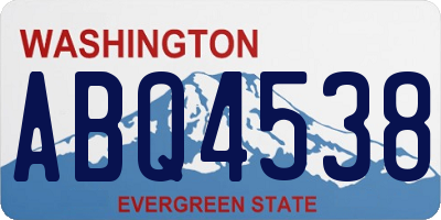 WA license plate ABQ4538