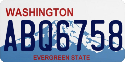WA license plate ABQ6758