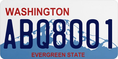 WA license plate ABQ8001
