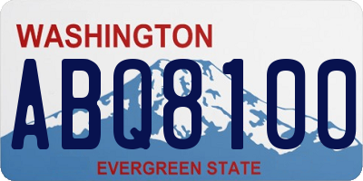 WA license plate ABQ8100