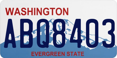 WA license plate ABQ8403