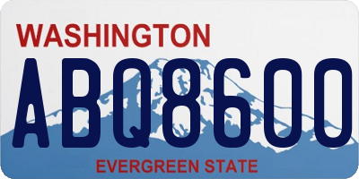 WA license plate ABQ8600