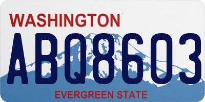 WA license plate ABQ8603