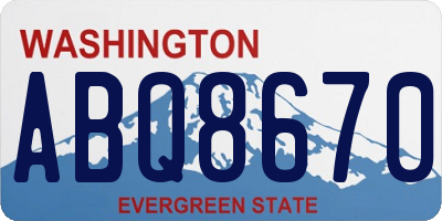 WA license plate ABQ8670