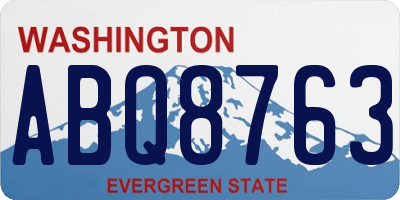 WA license plate ABQ8763