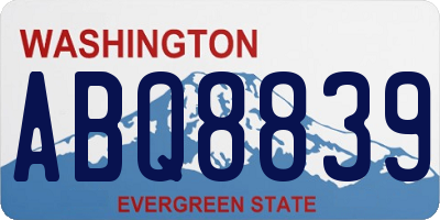WA license plate ABQ8839