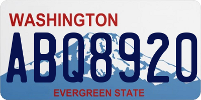 WA license plate ABQ8920