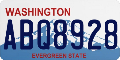 WA license plate ABQ8928