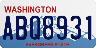 WA license plate ABQ8931