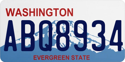 WA license plate ABQ8934
