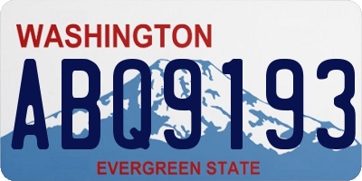 WA license plate ABQ9193