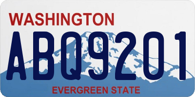 WA license plate ABQ9201