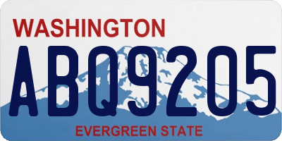 WA license plate ABQ9205
