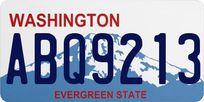 WA license plate ABQ9213