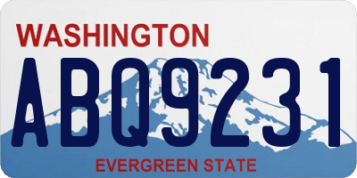 WA license plate ABQ9231